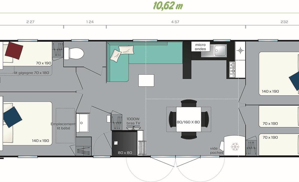 Map of Mobile-home (4 rooms) at Camping du Futur