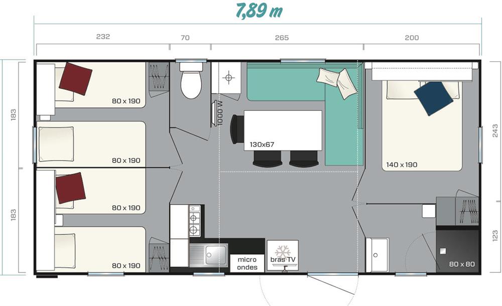 Map of Mobile-home (3 rooms) at Camping du Futur